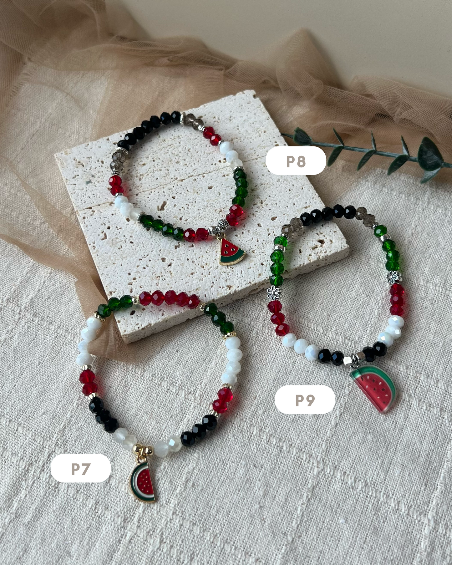 x33 Palestine Crystal Tasbih Bracelet 🌷
